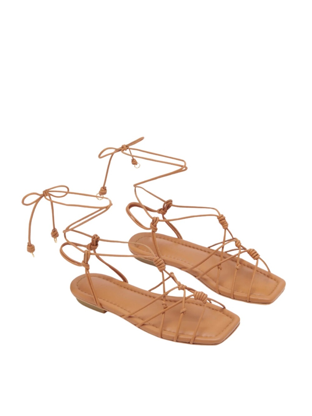 Ulla Johnson Freya Brown Knotted Leather Sandals Lace-Up Gladiator size 39.5 NWT - Picture 3 of 8